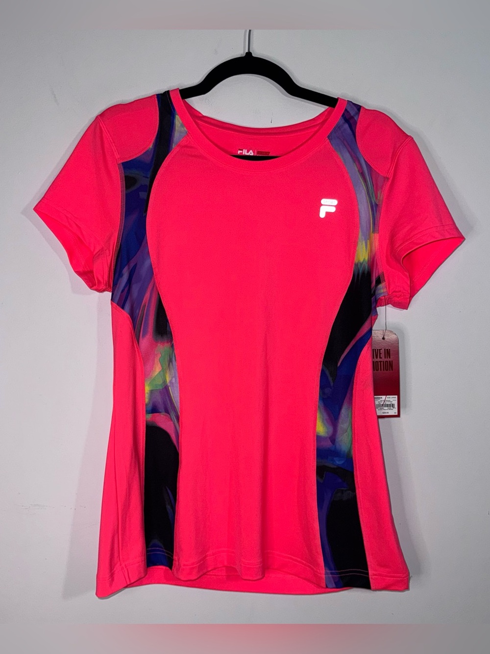 FILA Sport Live In Motion Pink Athletic Top Large NWT Moisture Wicking